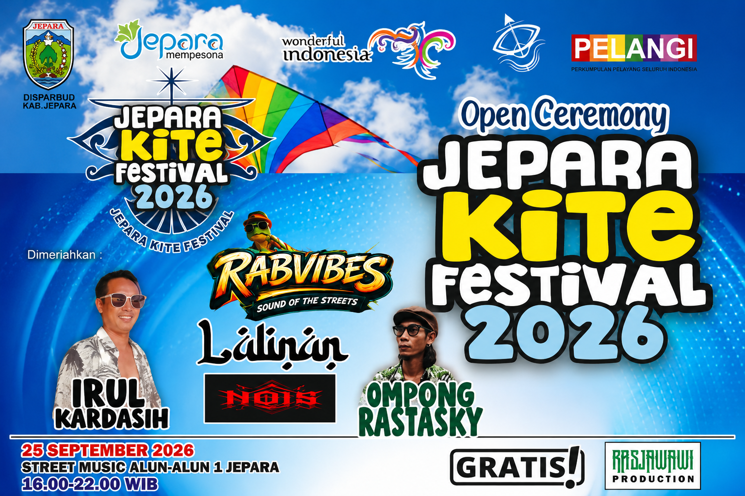 Jepara Kite Festival 2026 Dibuka Konser Gratis, Lagu “Layang-Layang” Resmi Diluncurkan